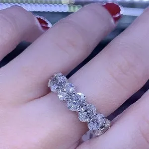 Authentic 4Ct Lab Created Diamond Full Eternity Wedding Band Ring 14K White Gold Plated