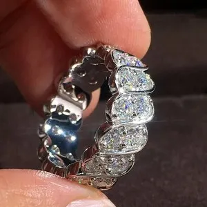 Authentic 2Ct Moissanite Round Full Eternity Wedding Band 14K White Gold Plated