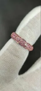 Authentic Yellow Gold Plated 1.3Ct Round Lab-Created Sapphire Full Eternity Wedding Band
