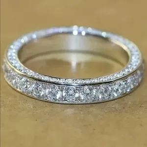 Authentic 2.00Ct Round Lab Created Diamond Full Eternity Band Ring 14k White Gold Plated