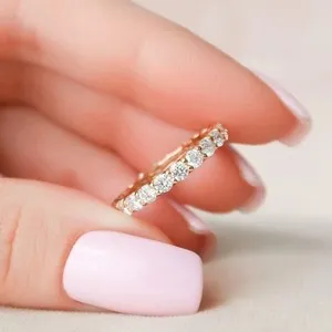 Authentic 2.20Ct Round Lab Created Diamond Full Eternity Wedding Band 14K Rose Gold Plated