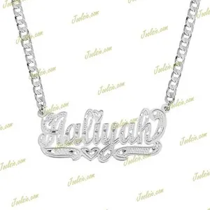 Authentic Personalized 14K Gold Plated / SILVER SINGLE FULL PAVE Name Necklace ANY NAME