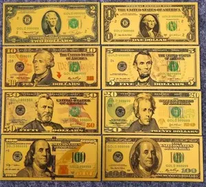 Authentic Gold Plated Full Set American Bank Notes