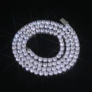 Authentic Hip Hop Tennis Chain Necklace 18K Real Gold Plated Full 5A Zircon Spring Clasp
