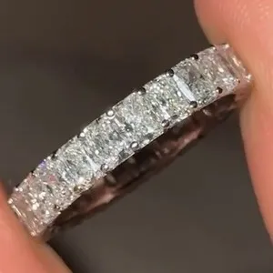 Authentic 6.10 Ctw Radiant Moissanite Full Eternity Wedding Band In 14k White Gold Plated