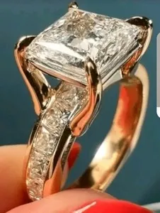Authentic 14K Gold-Plated Square White/Colorless CZ And Inlay Ring Size 8