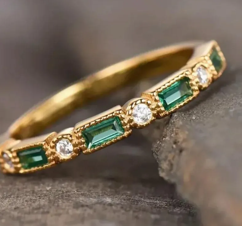 Authentic Verdant Enchantment Ring - Emerald Crystal Harmony Gold Plated Open Talisman for Abundance & Spiritual Grace