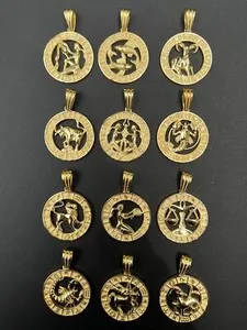 Authentic Celestial Gold‑Kissed Zodiac Pendant – 14k Plated 925 Silver