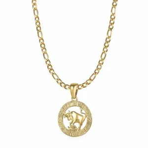 Authentic Gold Plated 12 Zodiac Sign Constellation Charm Pendant Figaro Necklace