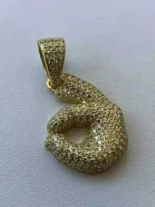 Authentic OK Sign Pendent 1.90Ct Lab Created Diamond 14K Yellow Gold Plated Round Cut 18"
