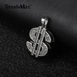 Authentic Silver/Gold Plated Clear Cubic Zircon Dollar Sign Pendant Charm Only (33*28mm)