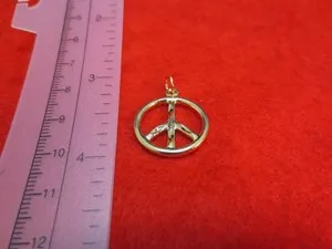 Authentic Amulet of Harmony: 14 KT Gold Plated Peace Sign Charm Pendant