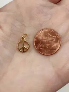 Authentic small PEACE SIGN SYMBOL pendant charm 18" GOLD plated 18K necklace women