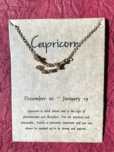 Authentic Capricorn Zodiac Sign Gold Plated Necklace Constellation Cubic Zirconia