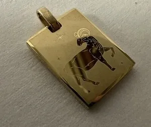 Authentic St Soleil Aries Zodiac Sign Gold Plated Necklace Pendant ******