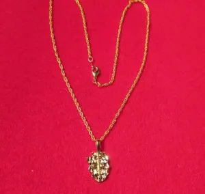 Authentic 14KT GOLD PLATED NUGGET $ DOLLAR SIGN CHARM WITH 24 INCH ROPE NECKLACE- 408