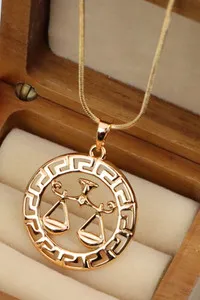 Authentic Libra Zodiac Sign Rose Gold Pendant in Gold Plated, XPPT1334