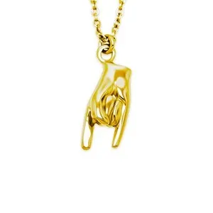 Authentic Hand Sign Charm Pendant - Gold Plated 925 Sterling Silver