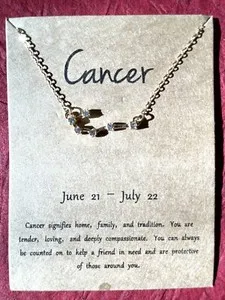 Authentic Cancer Zodiac Sign Gold Plated Necklace Constellation Cubic Zirconia