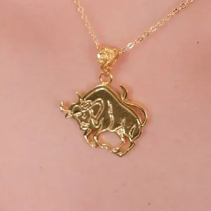 Authentic Women Necklace | Taurus Sign Zodiac Gold Plated Pendant