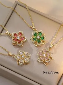 Authentic 4 for 1 price Rotatable Flower Pendants 18K Gold Plated Womens Jewelry