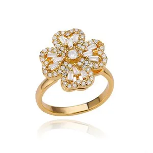 Authentic Petals of Serenity: Rotatable Diamond Flower Ring for Anxiety Relief