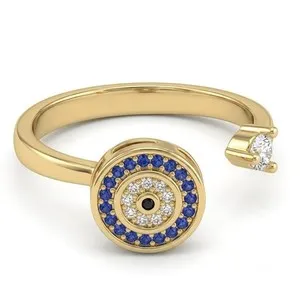 Authentic Rotatable Blue Halo Spinner Ring Gold Plated Zircon Adjustable Fidget Band 1525