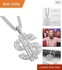 Authentic Rotatable 30 Inch Gold Plated Dollar Sign Chain - Perfect Men's Jewelry
