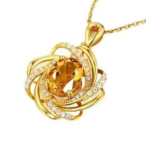Authentic 18K Gold Plated Flower Pendant Rotatable Women Necklace Jewelry