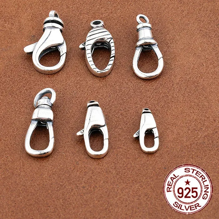 Authentic 925 sterling silver jewelry connection buckle head can be rotated to make old spring buckle lobster buckle handmade DIY buckle