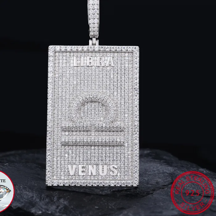 Authentic TUHE 12 Zodiac Signs Pendant VVS1 Moissanite Star Sign Pendants For Men Women Hip Hop Jewelry
