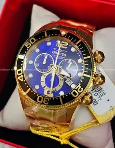 Authentic Invicta - Lupah - Swiss 5040.D Chronograph GOLD Plated Case & Braceletmens watch