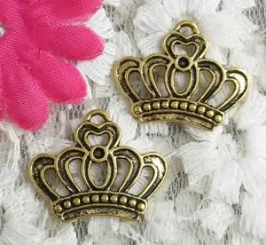 Authentic Free Ship 75 pcs gold plated crown charms 22x18mm H-4600