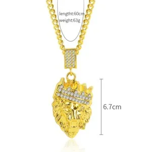 Authentic Man Hip Hop Rapper Rhinestone Gold Plated Necklace Pendant Rope Chain 60cm 24"