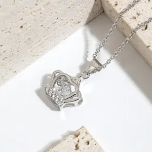 Authentic Silver or Rose Gold Plated Crown Pendent Necklace