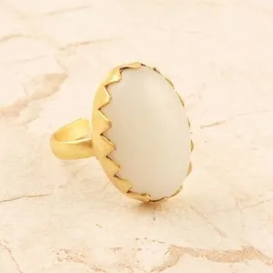 Authentic Moonlit Serenade: Oval White Chalcedony Ring of Lunar Protection