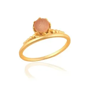 Authentic Real Round Sugar Druzy Matte Finish Gold Plated Minimalist Sizable Crown Ring