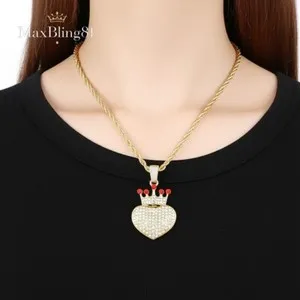Authentic Mystical Crown of the Heart: Gold Plated CZ Pendant of Divine Love