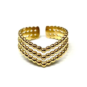 Authentic Regal Crown of Tides 18K Gold-Plated Adjustable Pearl Ring