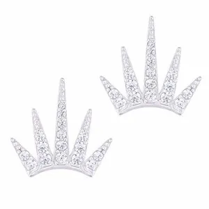 Authentic Orrous & Co 8K White Gold Plated Cubic Zirconia Statue of Liberty Crown Earrings