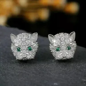 Authentic The Gilded Panther Wisdom Earrings in 14K White Gold Finish