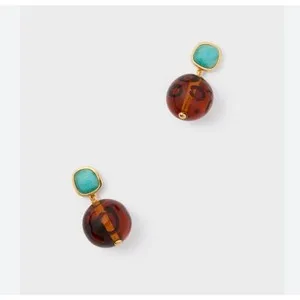 Authentic The Gilded Leopard Amulet Dangles in Teal and Gold