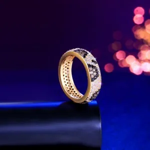 Authentic Big Round Snake Leopard Ring Multi-Tone Gold Plated CZ Jewelry for Bride Wedding