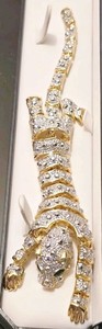 Authentic Golden Panther Spirit Brooch – Articulated Leopard with Emerald Gaze