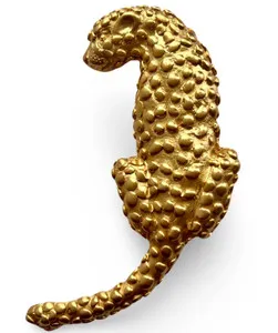 Authentic Vtg 90s Matte Gold Plated Leopard Cheetah Panther Brooch 2.75 in