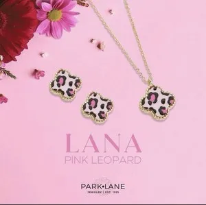 Authentic NIB Park Lane Lana Pink Leopard Earrings ONLY, Gold Plated, MSRP $30