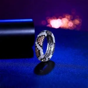 Authentic Multi-Tone Gold Plated CZ Round Snake Leopard Finger Ring Engagement Jewelry