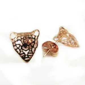 Authentic Jewelry - 18k Rose Gold Plated Leopard Stud Earrings (FE383)