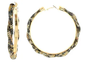 Authentic Leopard's Grace - Twisted Crystal Hoop Earrings