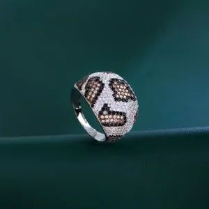 Authentic White Gold Plated Cubic Zirconia Leopard Engagement Ring Brand Jewellery